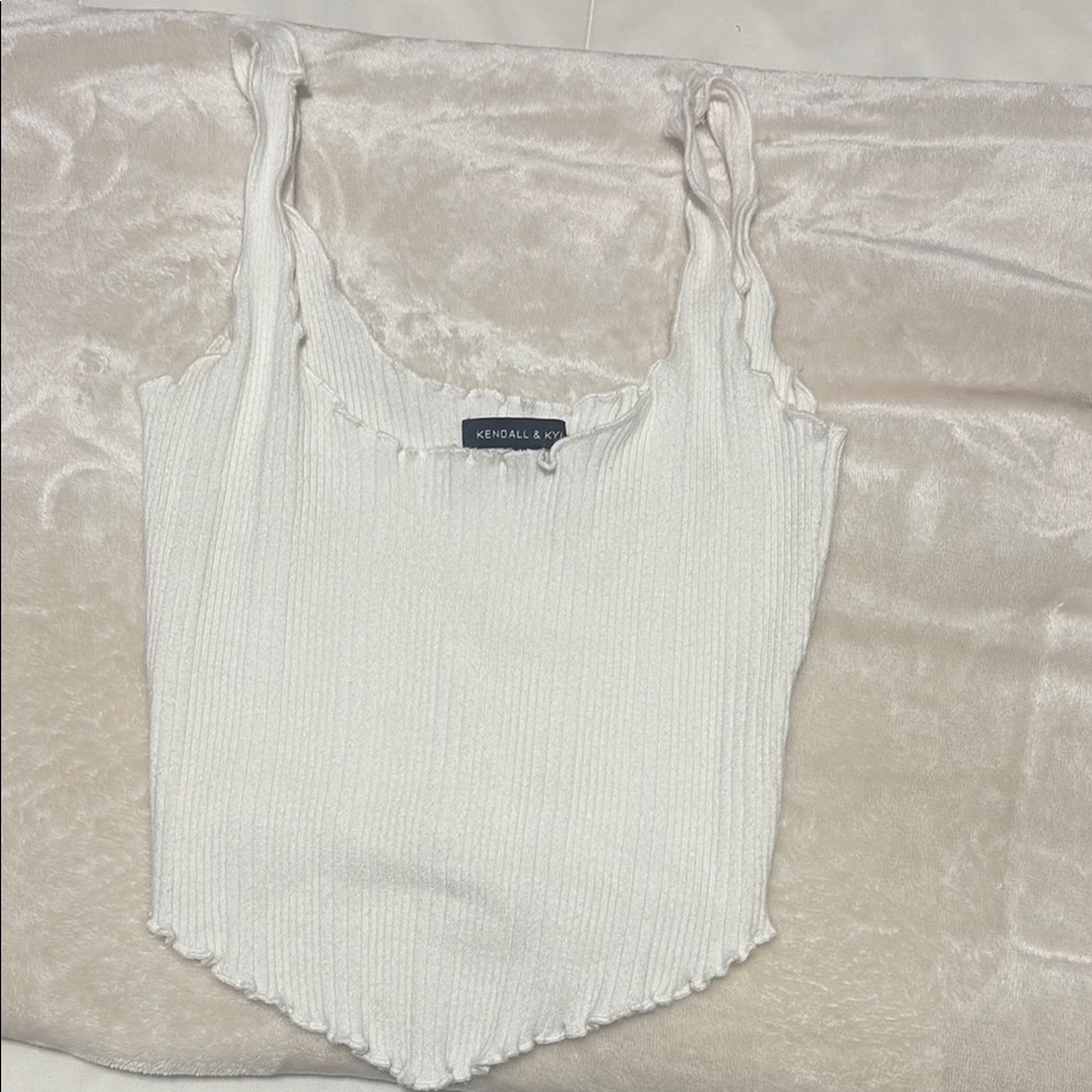 Kendall & Kylie White Ribbed Women's Top
